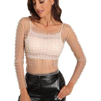 BLUSA  MALLA CON PERLAS - Imagen 2