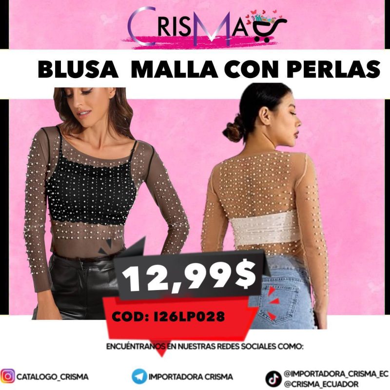 BLUSA  MALLA CON PERLAS