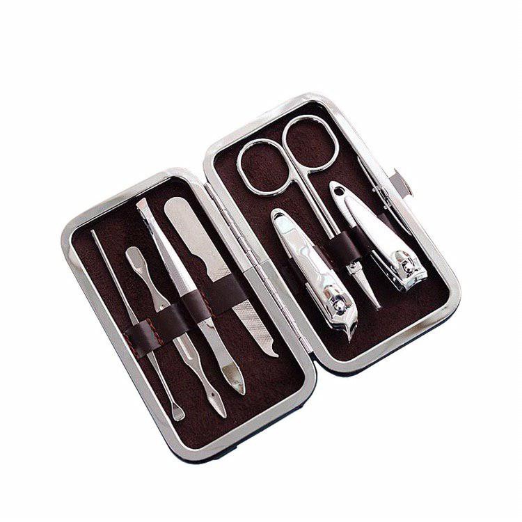 SET MANICURE X7 PCS ESTUCHE CAFÉ - Imagen 4