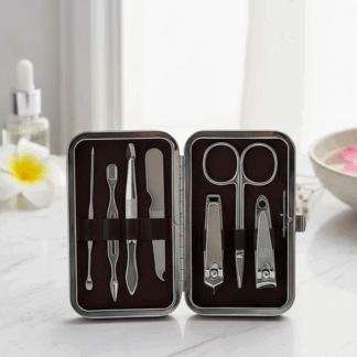 SET MANICURE X7 PCS ESTUCHE CAFÉ