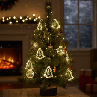 CORTINA DE LUCES ESFERA Y ÁRBOL ZW 4044 – AMARILLO